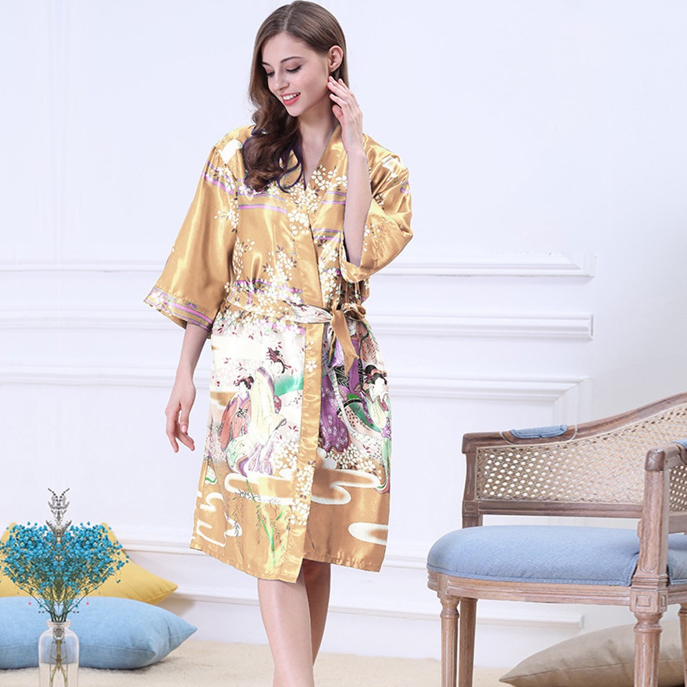 Womens Mens Summer  Satin Robe  Kimono Bathrobe Worth 